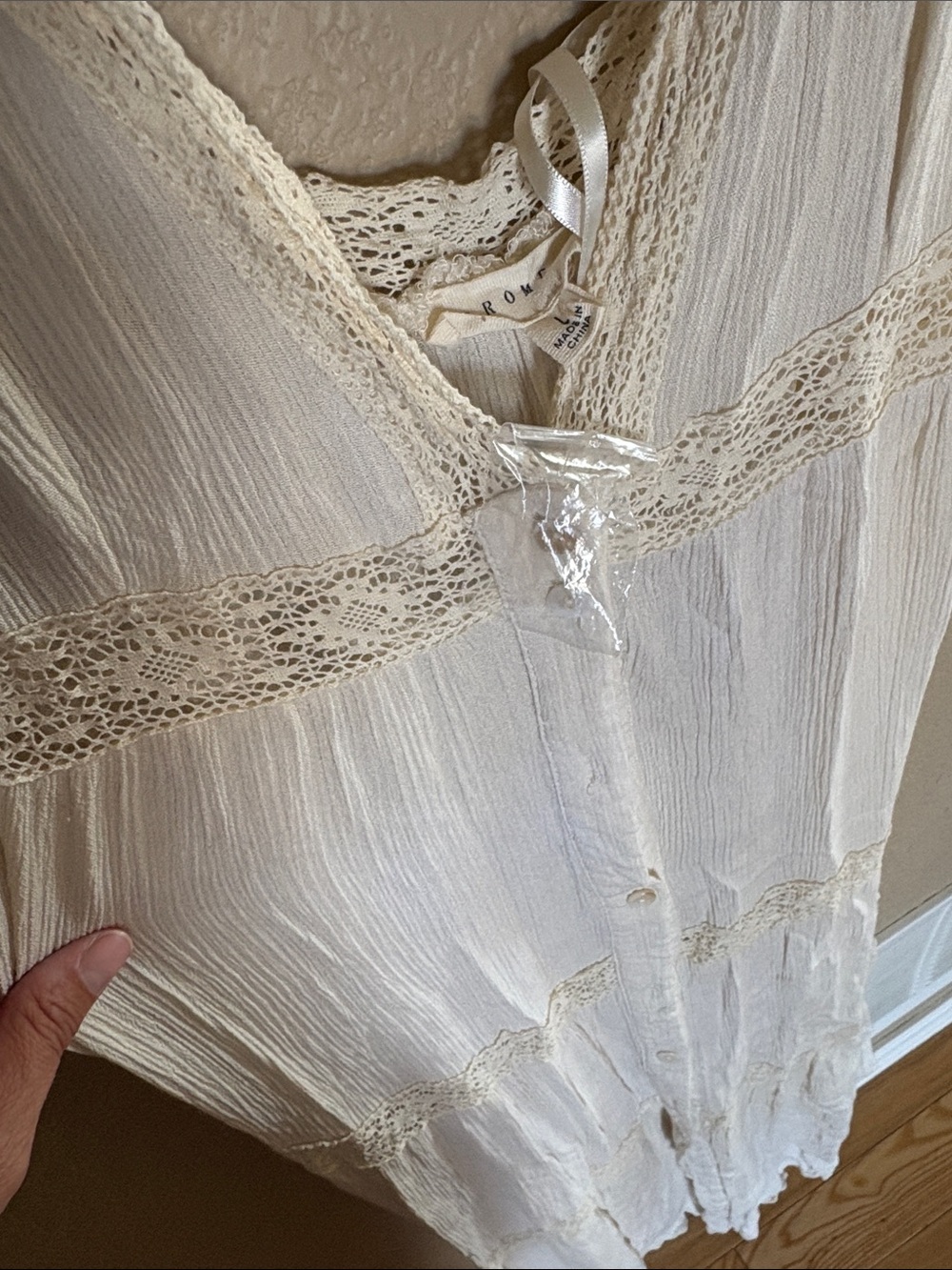 Promesa Cream Maxi Slip Dress with Lace Trim - Picture 3 of 4